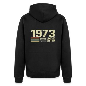 Né en 1973 - Vintage 1973 - 51e Anniversaire Rétro - Veste à capuche bio Premium Unisexe - noir - Dos - Nico (187cm)