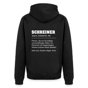 Lustige Definition Schreiner Beruf - Unisex Premium Bio Zip Hoodie - Schwarz - Hinten - Nico (187cm)