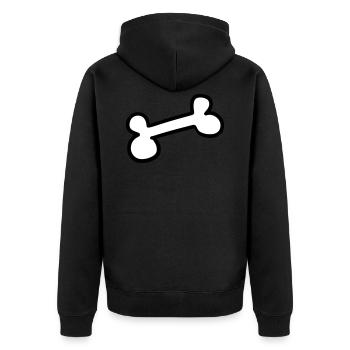 Hundeknochen dog bone Os de chien - Unisex Premium Bio Zip Hoodie - Schwarz - Hinten - Nico (187cm)