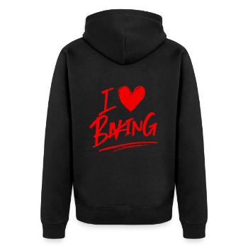 I love baking - Unisex Premium Organic Zip Hoodie - black - Back - Nico (187cm)
