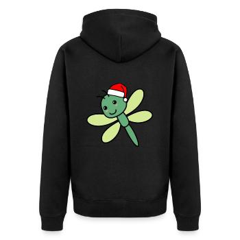 Drachenfliege Weihnachten libelle Xmas - Unisex Premium Bio Zip Hoodie - Schwarz - Hinten - Nico (187cm)