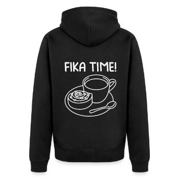FIKA TIME Suède Fikabröd Kanelbullar Café - Veste à capuche bio Premium Unisexe - noir - Dos - Nico (187cm)