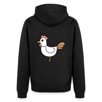Rooster Comic Animal - Unisex Premium Organic Zip Hoodie - black - Back - Nico (187cm)