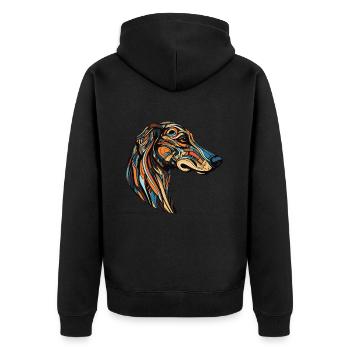 Portrait de chien Greyhound - Veste à capuche bio Premium Unisexe - noir - Dos - Nico (187cm)