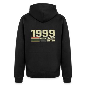 Né en 1999 - Vintage 1999 - 25e Anniversaire Rétro - Veste à capuche bio Premium Unisexe - noir - Dos - Nico (187cm)
