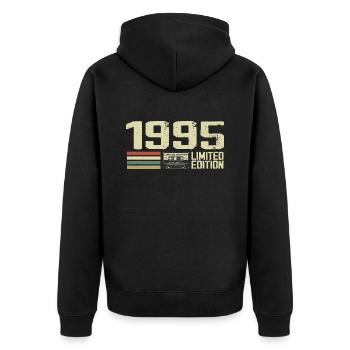 Né en 1995 - Vintage 1995 - 29e Anniversaire Rétro - Veste à capuche bio Premium Unisexe - noir - Dos - Nico (187cm)