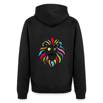 Lion et crinière multicolore - Veste à capuche bio Premium Unisexe - noir - Dos - Nico (187cm)