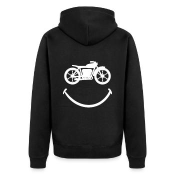 Motard Avec Le Sourire Pour Passionné De Motos - Veste à capuche bio Premium Unisexe - noir - Dos - Nico (187cm)