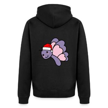 Schmetterling Comic Weihnachten Xmas - Unisex Premium Bio Zip Hoodie - Schwarz - Hinten - Nico (187cm)
