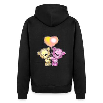 Ours amoureux 2 - Veste à capuche bio Premium Unisexe - noir - Dos - Nico (187cm)