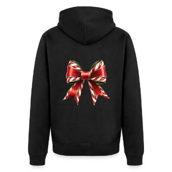 Weihnachtsgeschenk mit Zuckerrohrschleife - Unisex Premium Bio Zip Hoodie - Schwarz - Hinten - Nico (187cm)