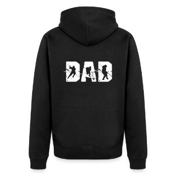 Eishockey Dad - Unisex Premium Bio Zip Hoodie - Schwarz - Hinten - Nico (187cm)