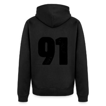 91 number jersey - Unisex Premium Organic Zip Hoodie - black - Back - Nico (187cm)