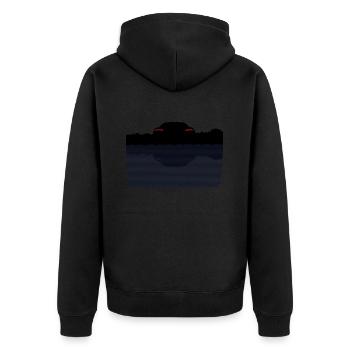 Auto am See - Unisex Premium Bio Zip Hoodie - Schwarz - Hinten - Nico (187cm)