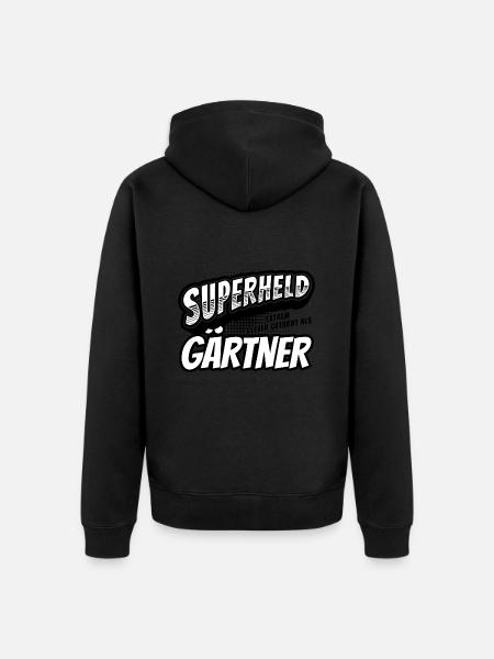 Superheld, clever getarnt als Gärtner - Unisex Premium Bio Zip Hoodie - Schwarz