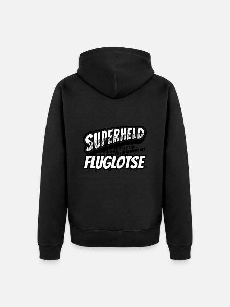 Superheld, clever getarnt als Fluglotse - Unisex Premium Bio Zip Hoodie - Schwarz
