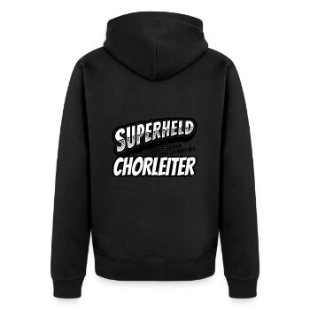 Superheld, clever getarnt als Chorleiter - Unisex Premium Bio Zip Hoodie - Schwarz - Hinten - Nico (187cm)