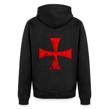 Templer Tempelritter Kreuz Templerkreuz Ritter Tem - Unisex Premium Bio Zip Hoodie - Schwarz - Hinten - Nico (187cm)