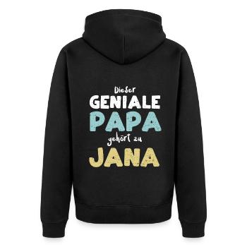 Dieser Geniale Papa Gehört Zu Jana - Unisex Premium Bio Zip Hoodie - Schwarz - Hinten - Nico (187cm)