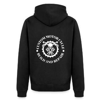 Biker Motorcycle Motorcyclist Mechanic Gift - Unisex Premium Organic Zip Hoodie - black - Back - Nico (187cm)