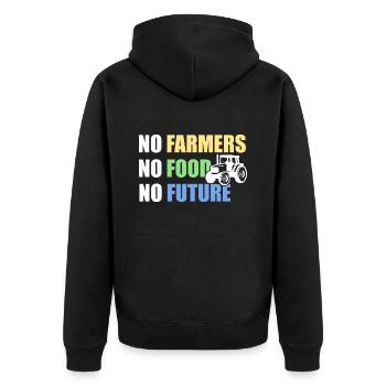 No Farmers No Food No Future - Bauern Spruch - Unisex Premium Bio Zip Hoodie - Schwarz - Hinten - Nico (187cm)