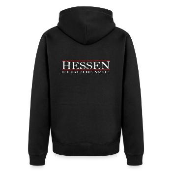 Ei Gude wie, Hessen, Frankfurt, Apfelwein, - Unisex Premium Bio Zip Hoodie - Schwarz - Hinten - Nico (187cm)