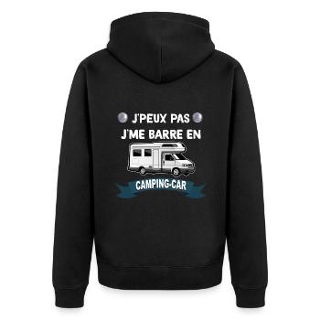 Camping camping-car et randonnée - Veste à capuche bio Premium Unisexe - noir - Dos - Nico (187cm)