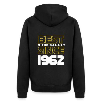 Best of the Galaxy 1962 60 Jahre Jubiläum - Unisex Premium Bio Zip Hoodie - Schwarz - Hinten - Nico (187cm)
