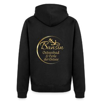Bansin - Ostseebad & Perle der Ostsee - Unisex Premium Bio Zip Hoodie - Schwarz - Hinten - Nico (187cm)