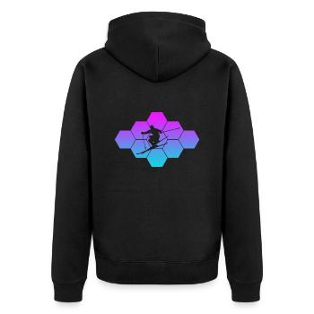 skiing - Unisex Premium Bio Zip Hoodie - Schwarz - Hinten - Nico (187cm)