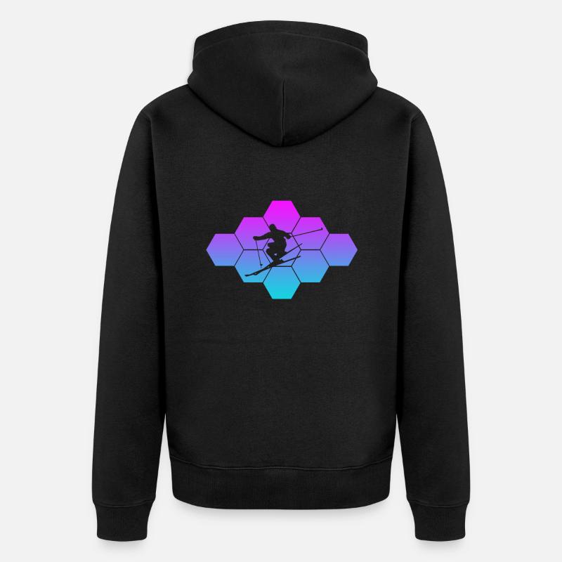skiing - Unisex Premium Bio Zip Hoodie - Schwarz