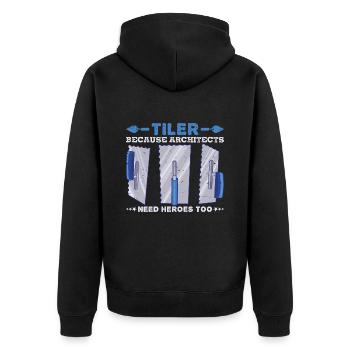 Beruf Bester Fliesenleger Geschenk-Idee - Unisex Premium Bio Zip Hoodie - Schwarz - Hinten - Nico (187cm)