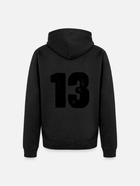 13 Zahl Trikot - Unisex Premium Bio Zip Hoodie - Schwarz