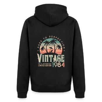 1984 Birthday Gift Born 1984 - Unisex Premium Organic Zip Hoodie - black - Back - Nico (187cm)