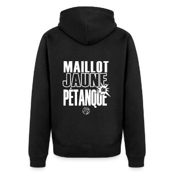maillot jaune de petanque cadeau humour pétanque - Veste à capuche bio Premium Unisexe - noir - Dos - Nico (187cm)