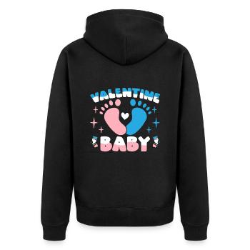 Saint-Valentin Anniversaire Naissance de bébé 14 février - Veste à capuche bio Premium Unisexe - noir - Dos - Nico (187cm)