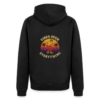 Skater vibes over everything - Unisex Premium Organic Zip Hoodie - black - Back - Nico (187cm)