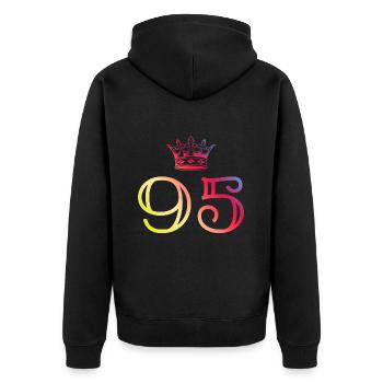 95 Number crown - Unisex Premium Organic Zip Hoodie - black - Back - Nico (187cm)
