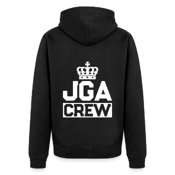 Junggesellenabschied Jga Crew - Unisex Premium Bio Zip Hoodie - Schwarz - Hinten - Nico (187cm)
