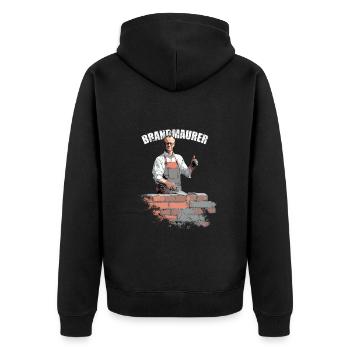 Merz - Brandmaurer - Brandmauer gegen rechts - Unisex Premium Bio Zip Hoodie - Schwarz - Hinten - Nico (187cm)