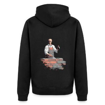 Merz - Mauer - Brandmauer gegen rechts - Unisex Premium Bio Zip Hoodie - Schwarz - Hinten - Nico (187cm)