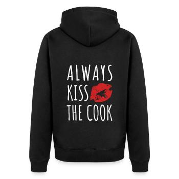 Always kiss the cook - kochen - Spruch - Unisex Premium Organic Zip Hoodie - black - Back - Nico (187cm)