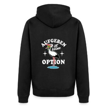 Frosch und Storch - Aufgeben ist keine Option - Unisex Premium Bio Zip Hoodie - Schwarz - Hinten - Nico (187cm)