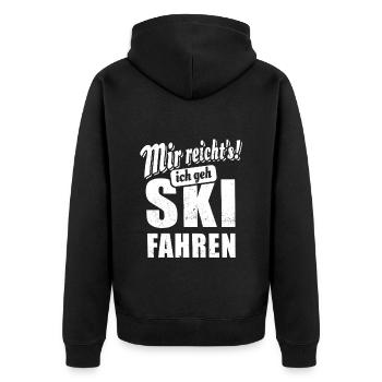 Mir reicht's ich geh Ski fahren - Spruch - Unisex Premium Bio Zip Hoodie - Schwarz - Hinten - Nico (187cm)