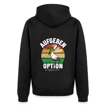 Frosch und Storch - Aufgeben ist keine Option - Unisex Premium Bio Zip Hoodie - Schwarz - Hinten - Nico (187cm)