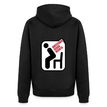 Aufstehen Gegen Rechts - Gegen Rechts, gegen Hetze - Unisex Premium Bio Zip Hoodie - Schwarz - Hinten - Nico (187cm)