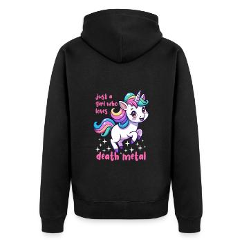 Einhorn - Just a girl who loves death metal - Unisex Premium Organic Zip Hoodie - black - Back - Nico (187cm)