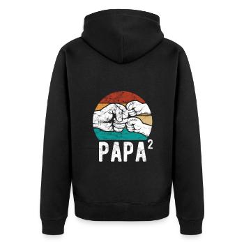 Papa von zwei Kindern - Team - Familie - Unisex Premium Bio Zip Hoodie - Schwarz - Hinten - Nico (187cm)