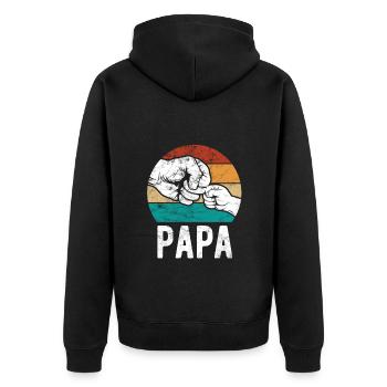 Papa et enfant, poing contre poing - Équipe - Famille - Veste à capuche bio Premium Unisexe - noir - Dos - Nico (187cm)