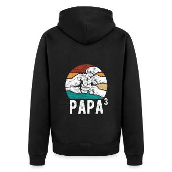 Papa von drei Kindern - Team - Familie - Unisex Premium Bio Zip Hoodie - Schwarz - Hinten - Nico (187cm)